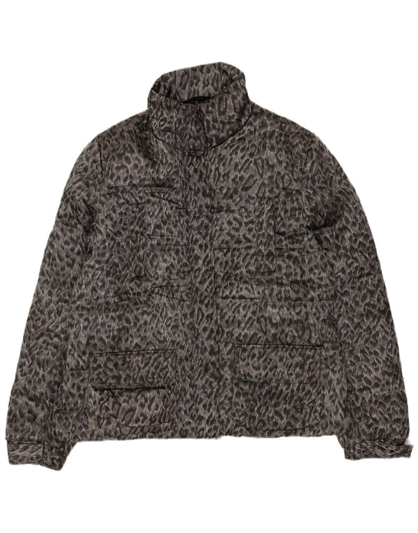 Jachetă căptușită pentru femei Zara UK 18 XL Gri poliester cu imprimeu animal