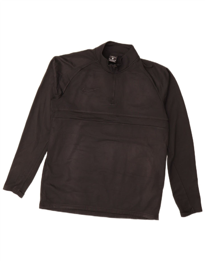 Pulover pentru bărbați Nike Dri Fit, cu fermoar, cu gât, poliester mediu negru