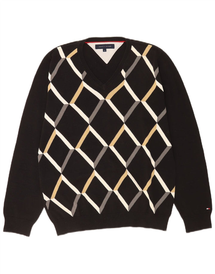 Pulover pentru bărbați Tommy Hilfiger cu decolteu în V, mediu negru, Argyle/Diamond