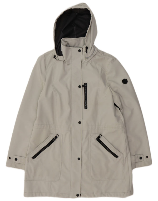 CALVIN KLEIN Jachetă de vânt cu glugă pentru femei UK 16 Poliester mare gri