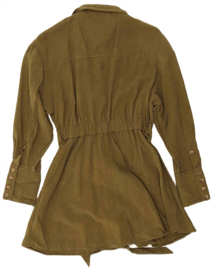 Rochie cămașă pentru femei Zara UK 12 Medium Khaki Viscose