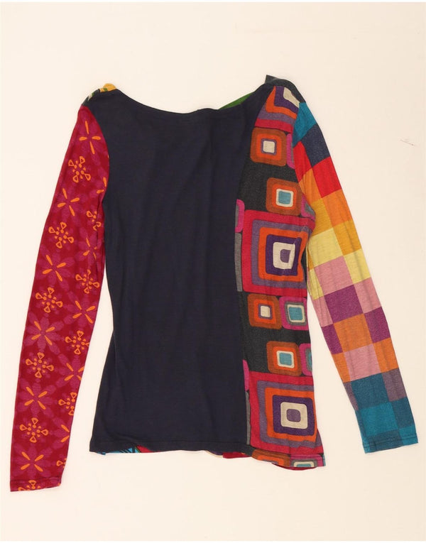 DESIGUAL Top cu mânecă lungă cu model abstract pentru femei UK 10 Small Red