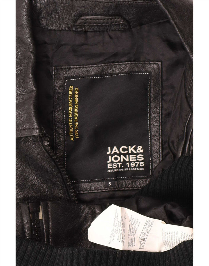 Jack & Jones Jachetă de piele pentru bărbați UK 36 Small Black