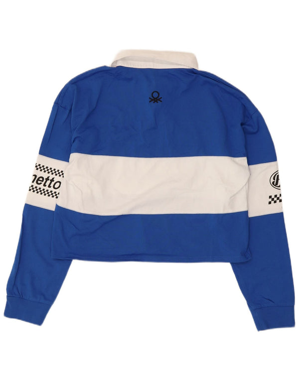 Tricou polo pentru femei Benetton Crop Graphic Rugby UK 14 Medium Blue Colorblock