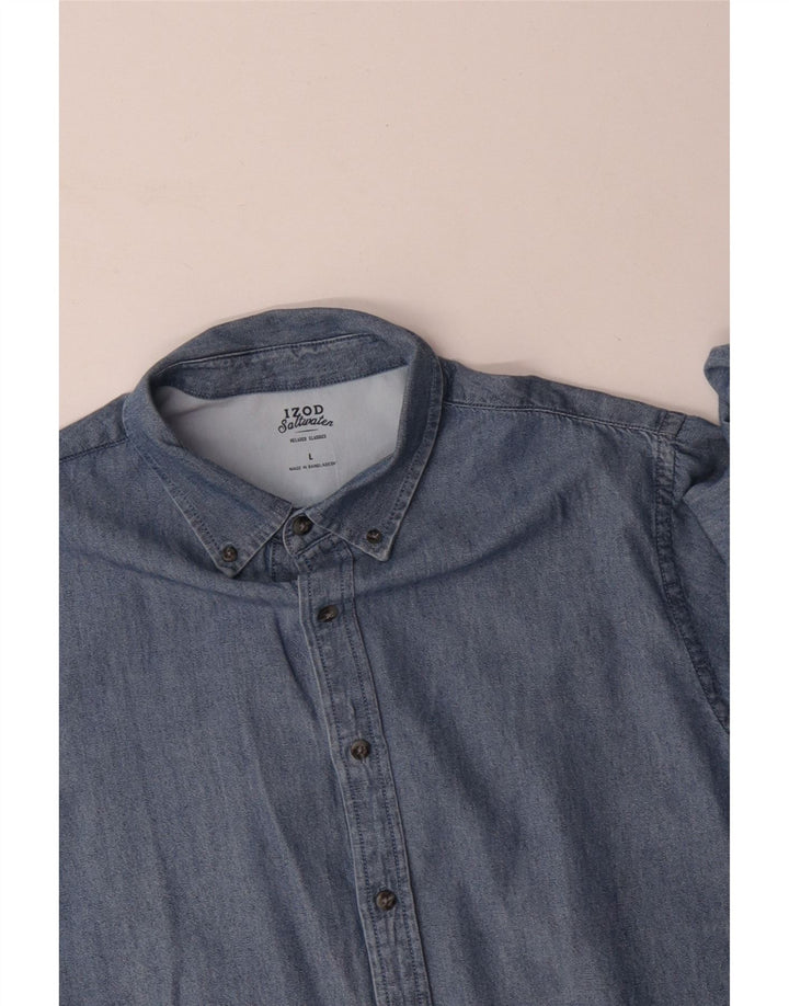 Cămașă din blugi pentru bărbați IZOD, din bumbac albastru mare