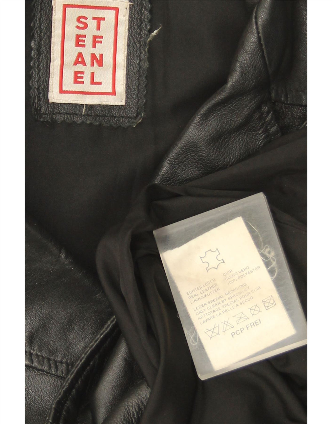 Palton din piele dublu pentru femei Stefanel UK 14 Piele neagra medie