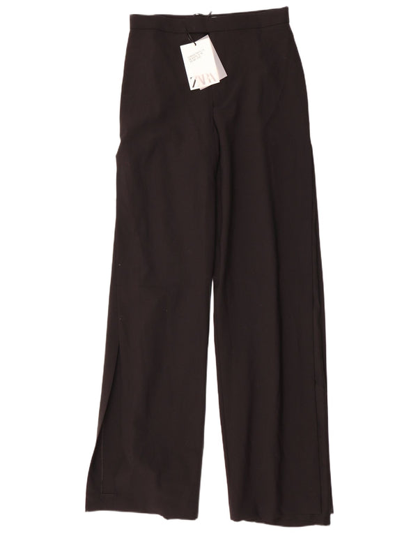 Pantaloni casual pentru femei Zara cu picioare late Mediu L28 L35 Poliester negru