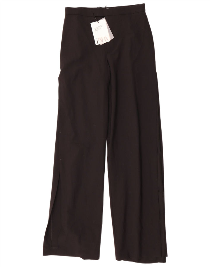Pantaloni casual pentru femei Zara cu picioare late Mediu L28 L35 Poliester negru