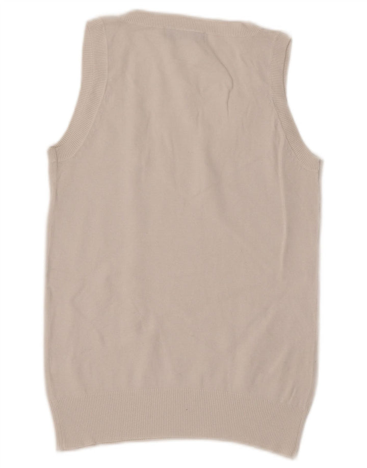 Zara Femei Vest Tank Top UK 12 Bumbac Alb Mediu