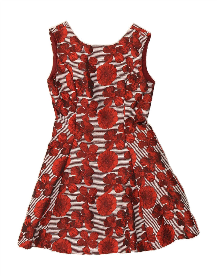 ALLYSON Womens Sleeveless A-Line Dress UK 12 Medium Red Floral Polyester Vintage Allyson and Second-Hand Allyson from Messina Hembry 