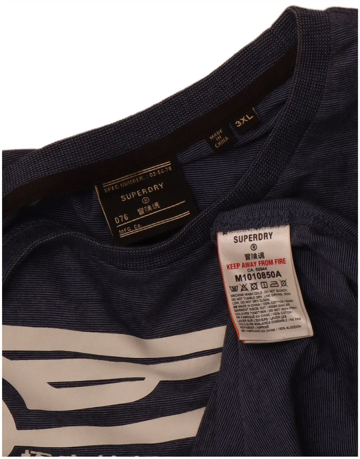 Tricou grafic pentru bărbați Superdry Top 3XL, bleumarin, bumbac cu dungi