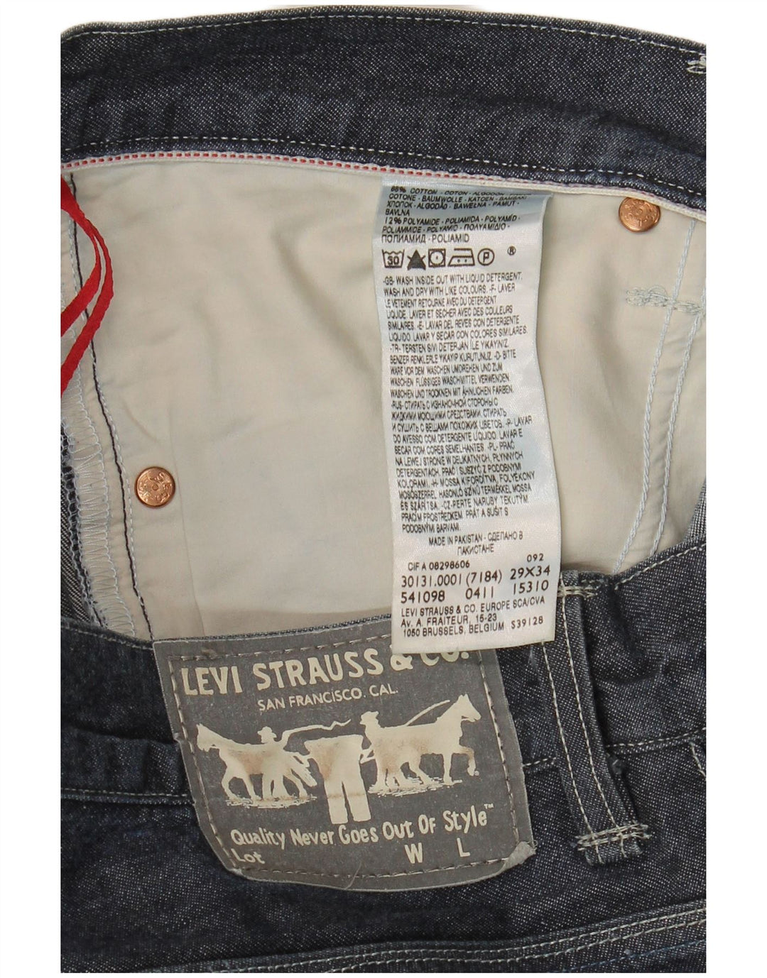Blugi drepti pentru bărbați Levi's W29 L34 Bumbac bleumarin