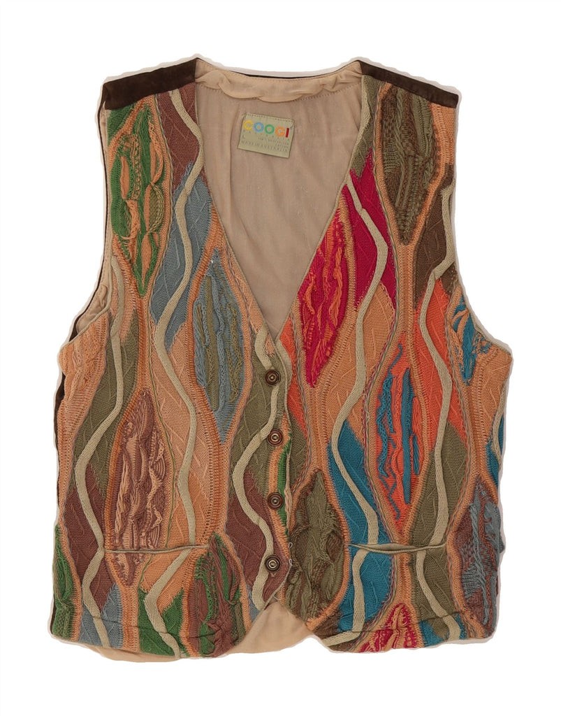 COOGI Womens Knit Waistcoat UK 16 Large Multicoloured Patchwork Cotton Vintage Coogi and Second-Hand Coogi from Messina Hembry 