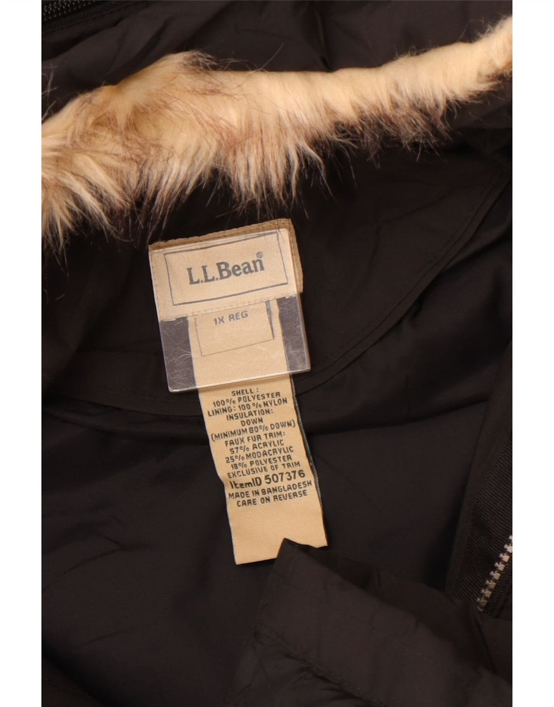 L.L.BEAN Palton căptușit cu glugă supradimensionat pentru femei UK 18 XL Poliester negru