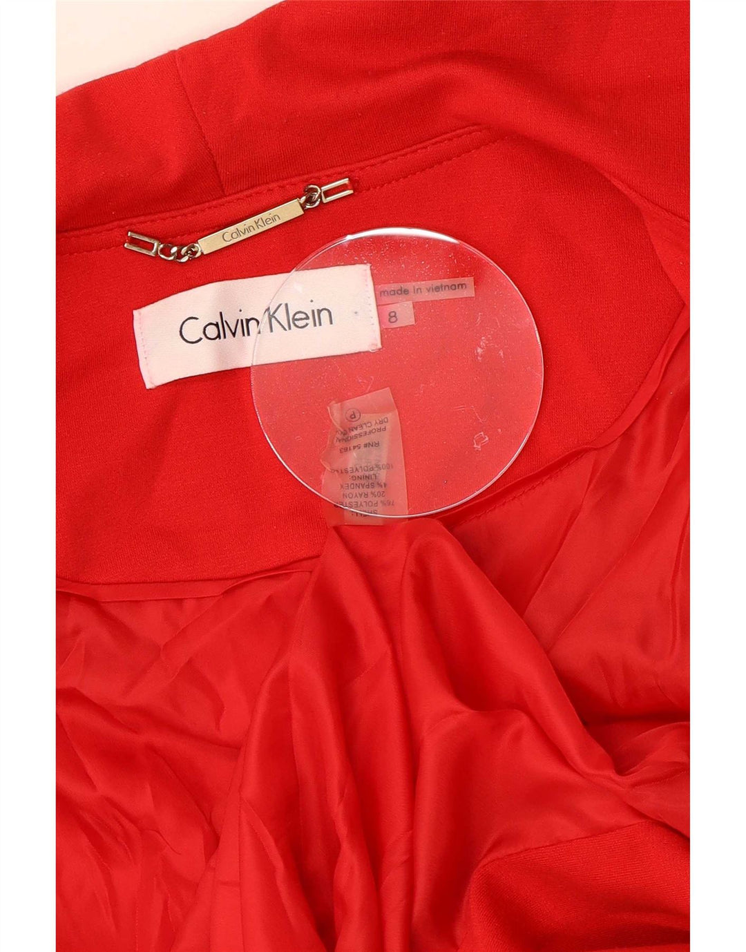 Jachetă Calvin Klein pentru femei cu mâneci 3/4 deschise, poliester roșu mediu US 8