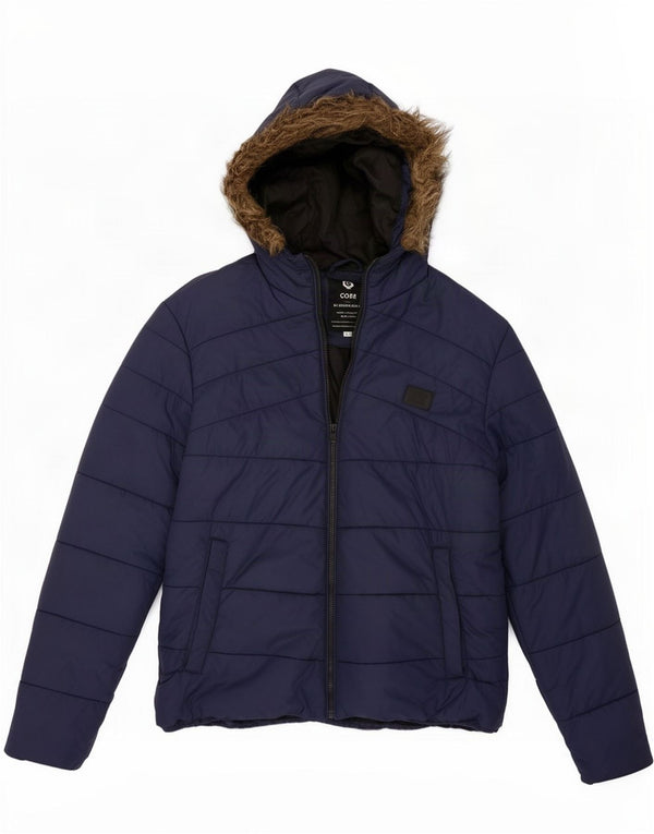 Jack & Jones Jachetă căptușită cu glugă pentru bărbați UK 40 mare, poliester bleumarin