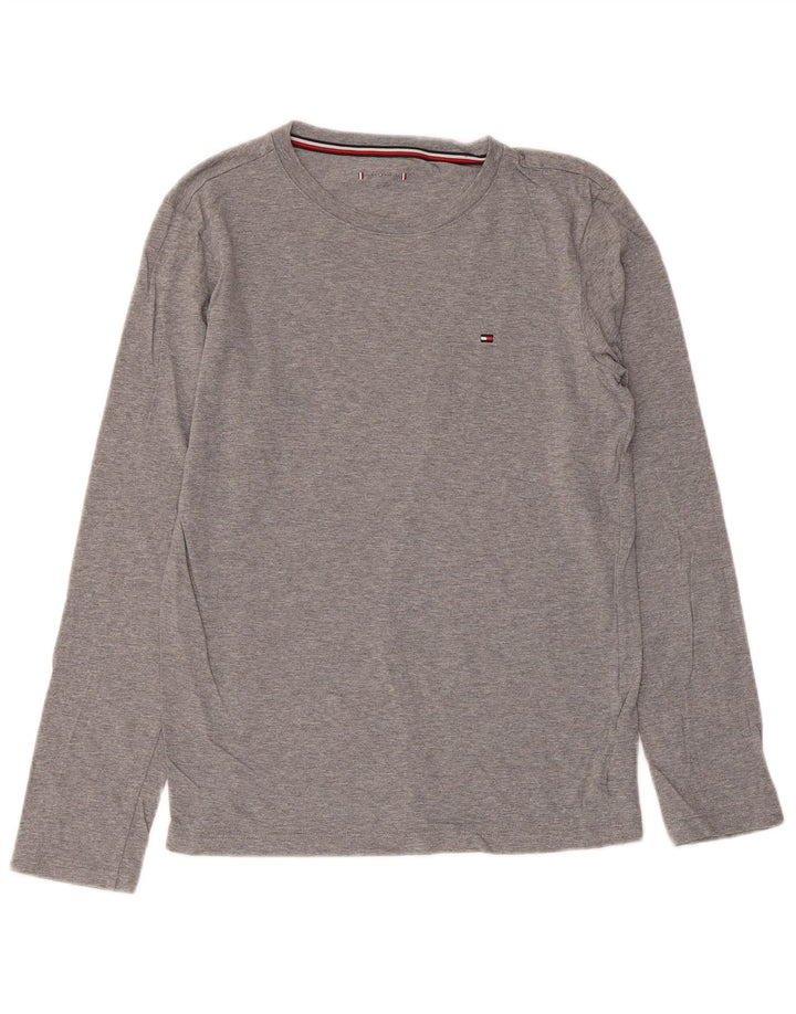 Top pentru băieți Tommy Hilfiger cu mânecă lungă 12-13 ani, bumbac gri