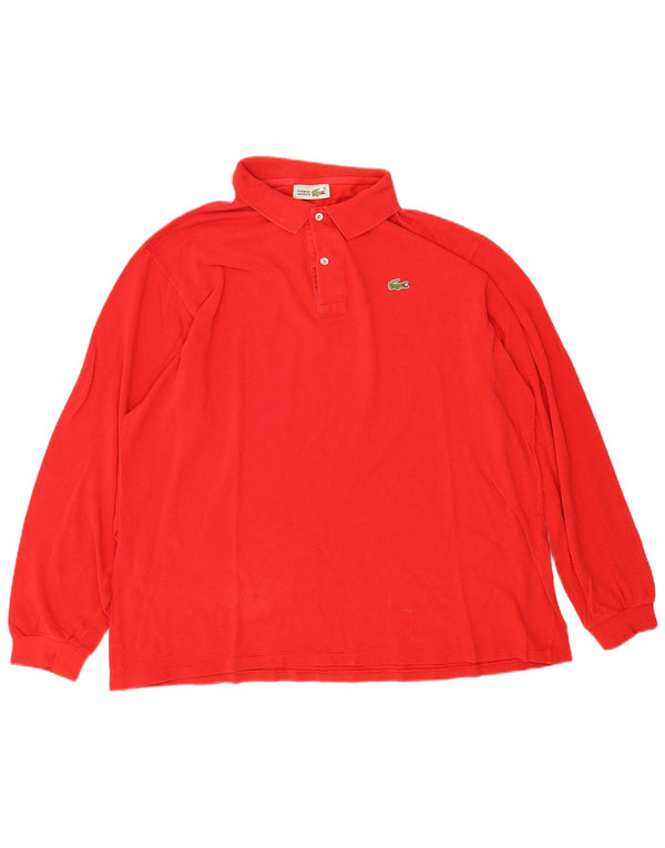 Tricou polo pentru bărbați cu mânecă lungă Lacoste Mărimea 7 2XL Bumbac roșu