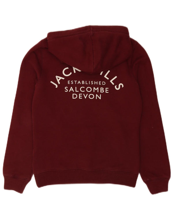 Jack Wills Pulover cu glugă cu grafic pentru femei UK 8 mic Bumbac burgundă