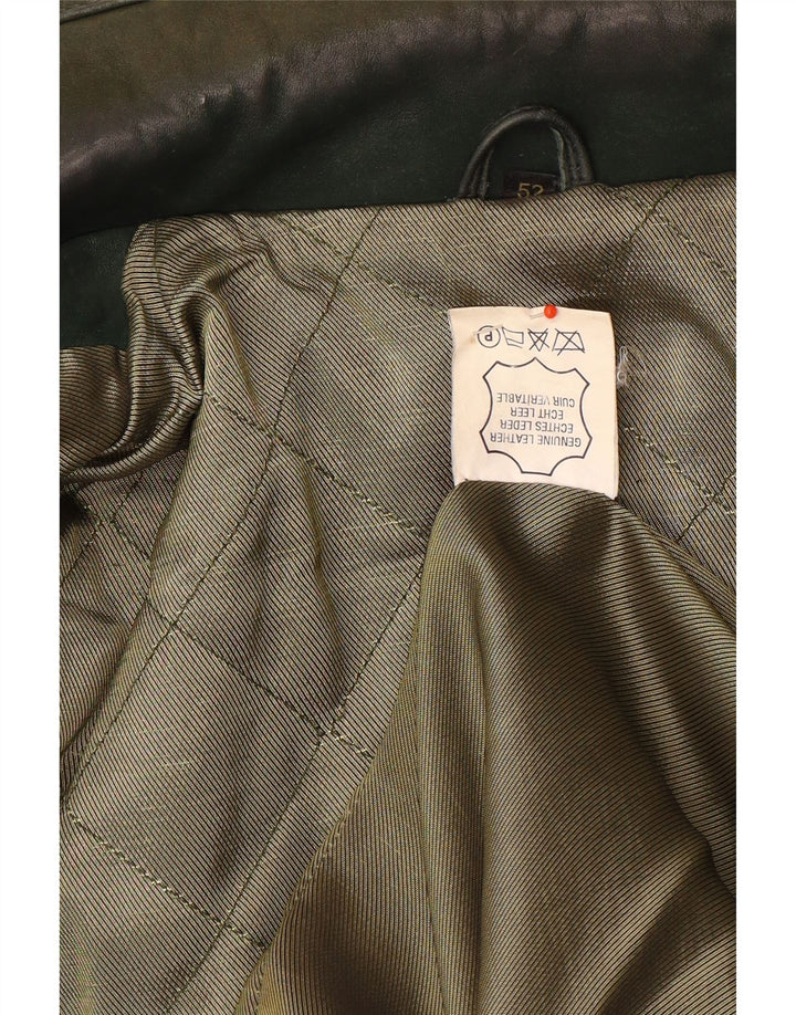 Jachetă din piele vintage pentru bărbați EU 52 XL din piele geometrică verde