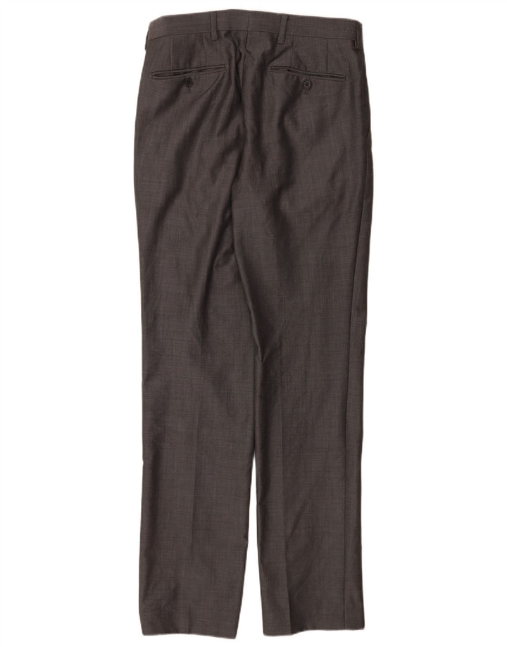 Pantaloni de costum drept bărbați Marks & Spencer Autograph L30 L33 Lână gri