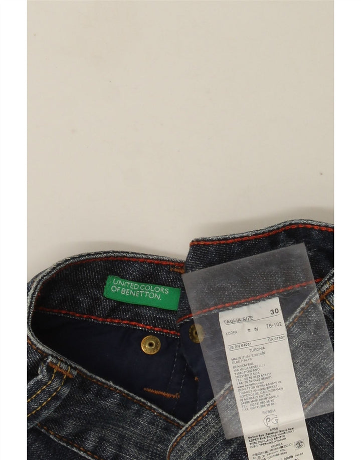 Pantaloni scurți din denim pentru bărbați Benetton W30, bumbac albastru mediu