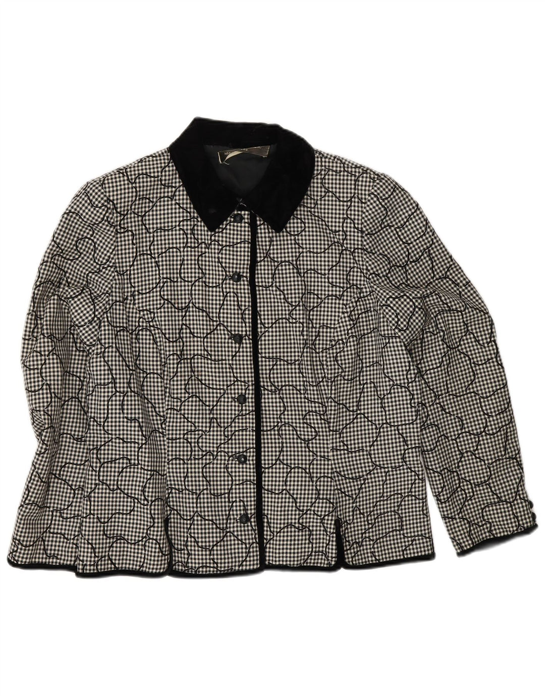 VINTAGE Womens 2 Piece Skirt Set UK 14 Medium W31   Black Houndstooth Vintage Vintage and Second-Hand Vintage from Messina Hembry 