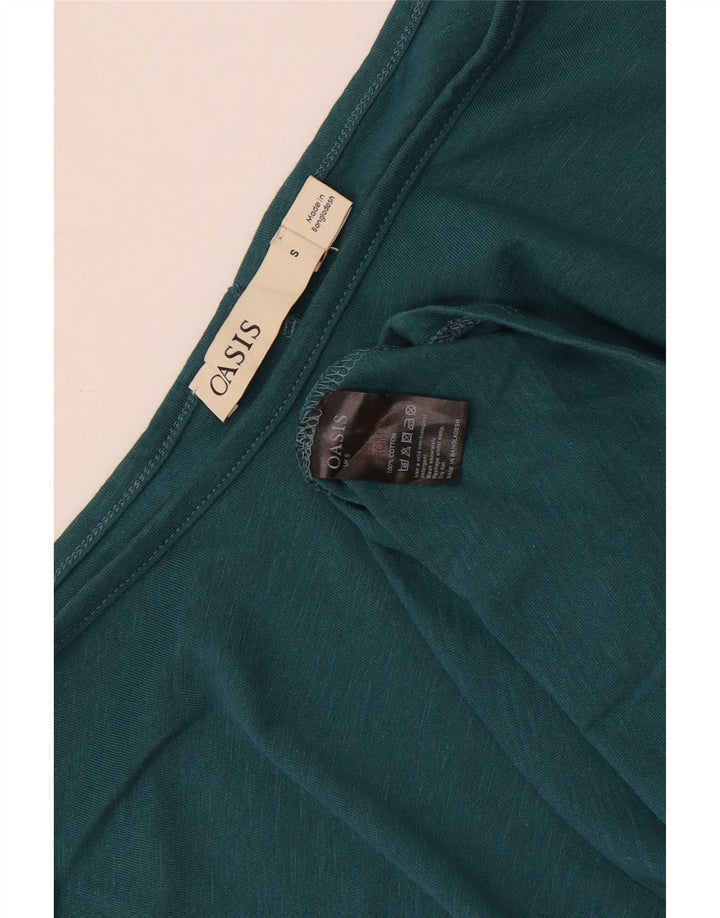 Top femei Oasis cu mâneci 3/4 UK 10 mic verde bumbac