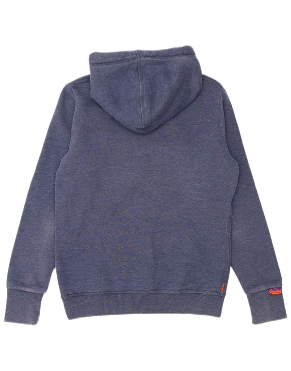SUPERDRY Pulover cu glugă cu grafic pentru femei UK 14 Medium bleumarin Bumbac
