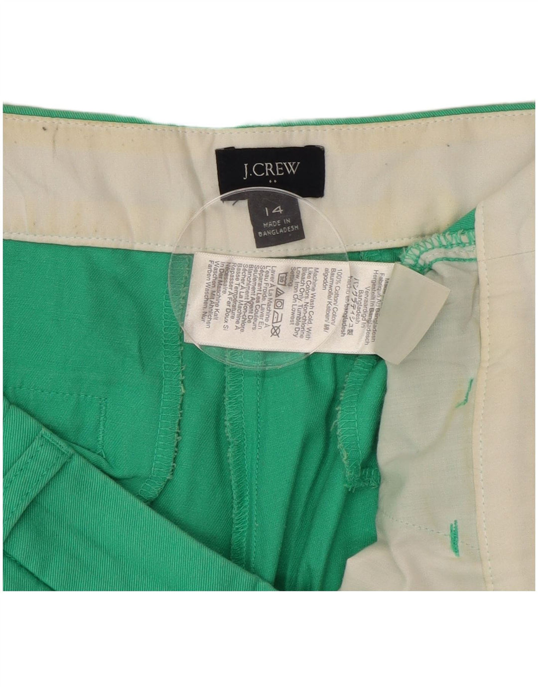 Pantaloni scurti chino pentru femei J. CREW US 14 XL W36 bumbac verde