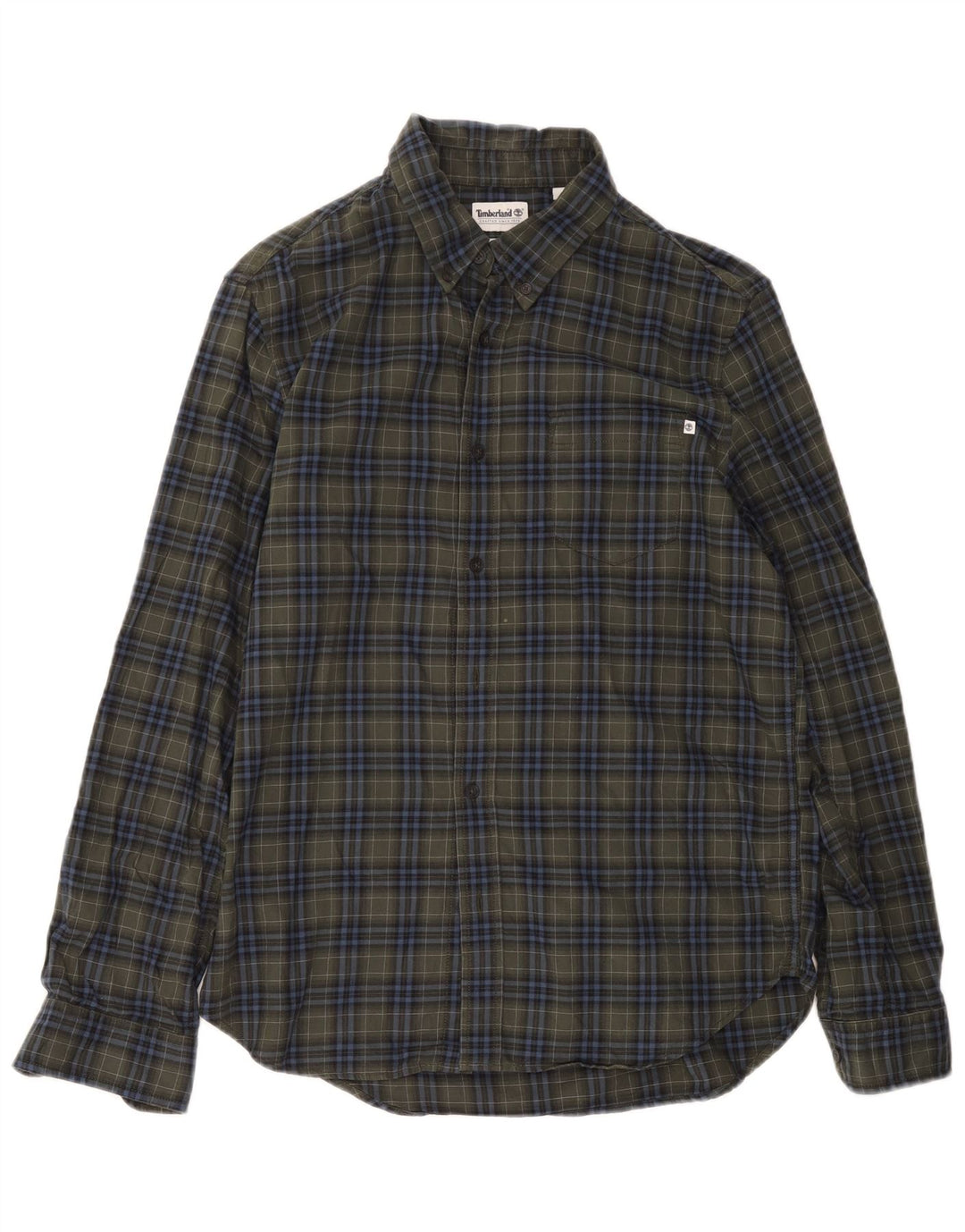 Cămașă de flanel pentru bărbați Timberland, de culoare verde medie, din bumbac