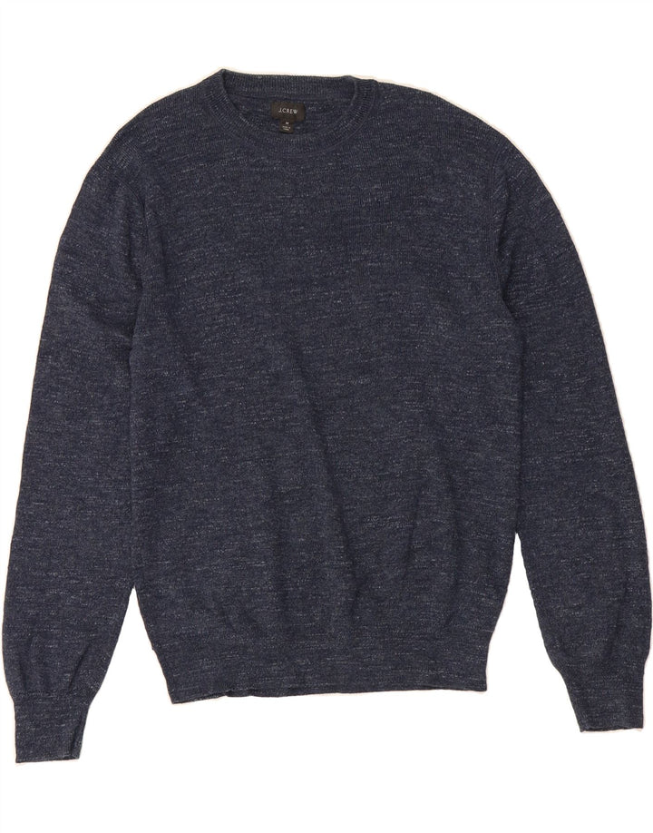J. CREW Mens Crew Neck Jumper Sweater Medium Navy Blue Flecked Cotton Vintage J. Crew and Second-Hand J. Crew from Messina Hembry 