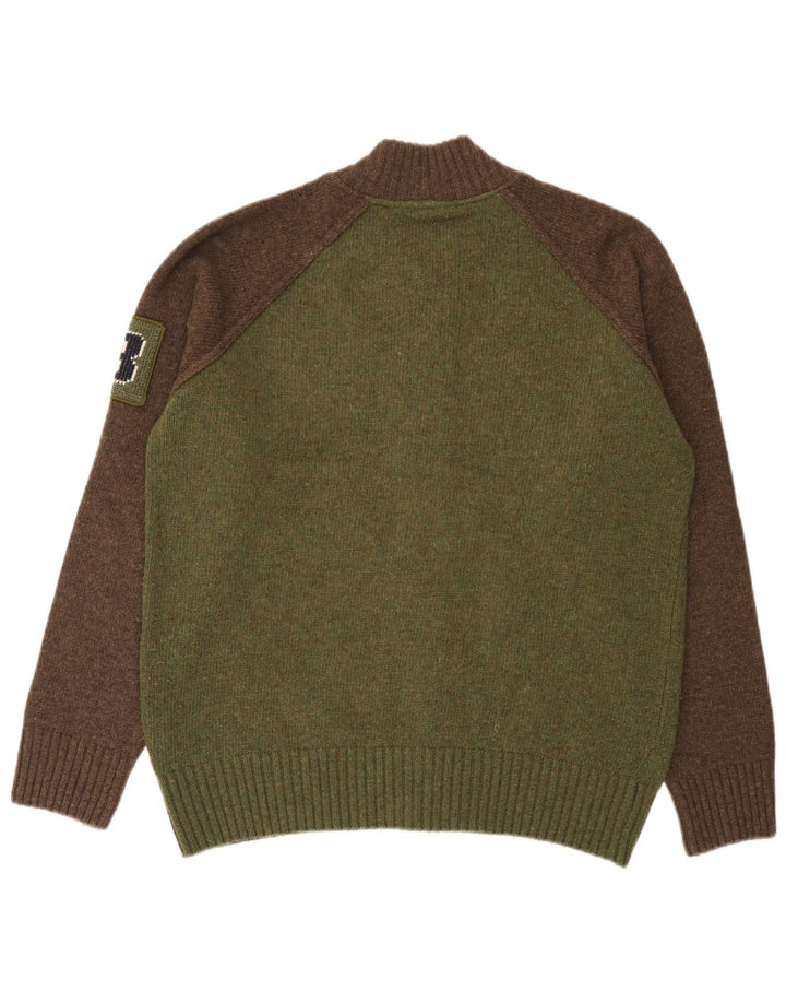 Pulover cardigan grafic pentru bărbați Woolrich, lână mare, verde