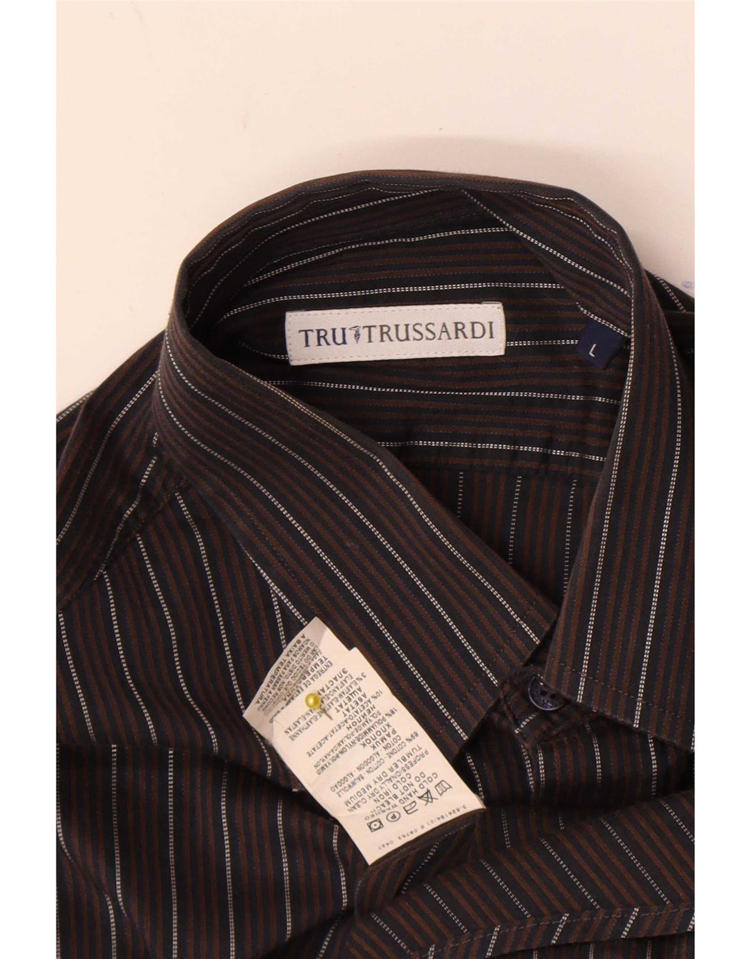 Cămașă Trussardi pentru bărbați, bumbac cu dungi maro mari