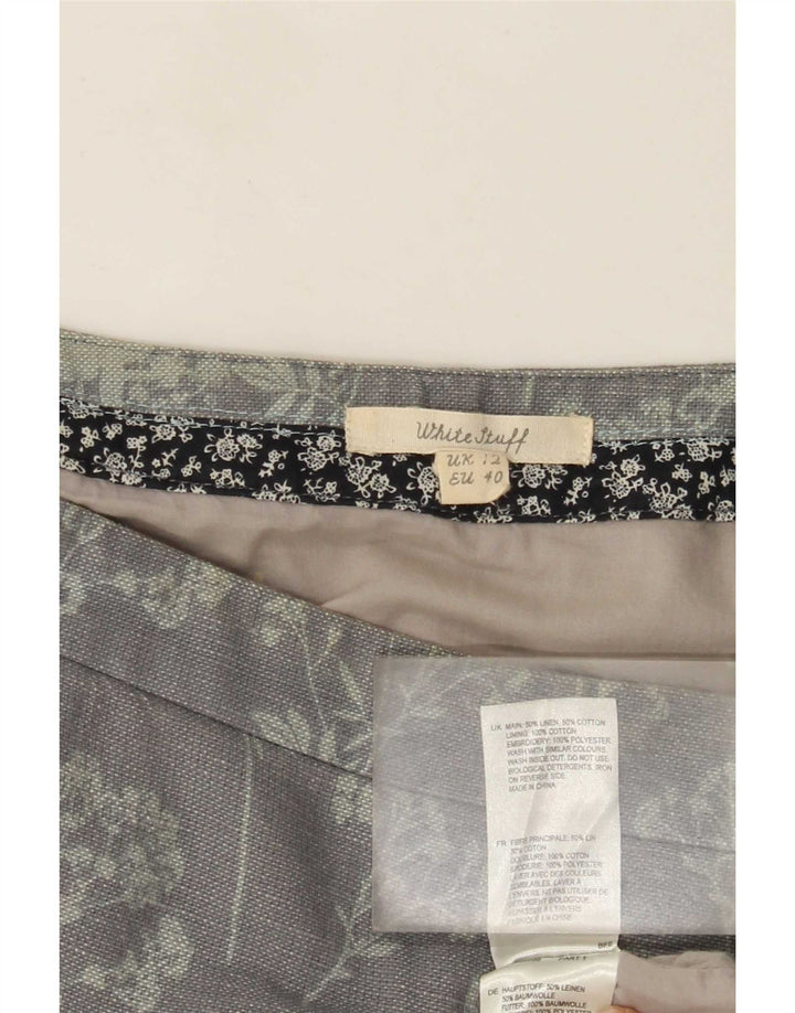 Fusta midi pentru femei White Stuff UK 12 Medium W32 Gri Floral Linen