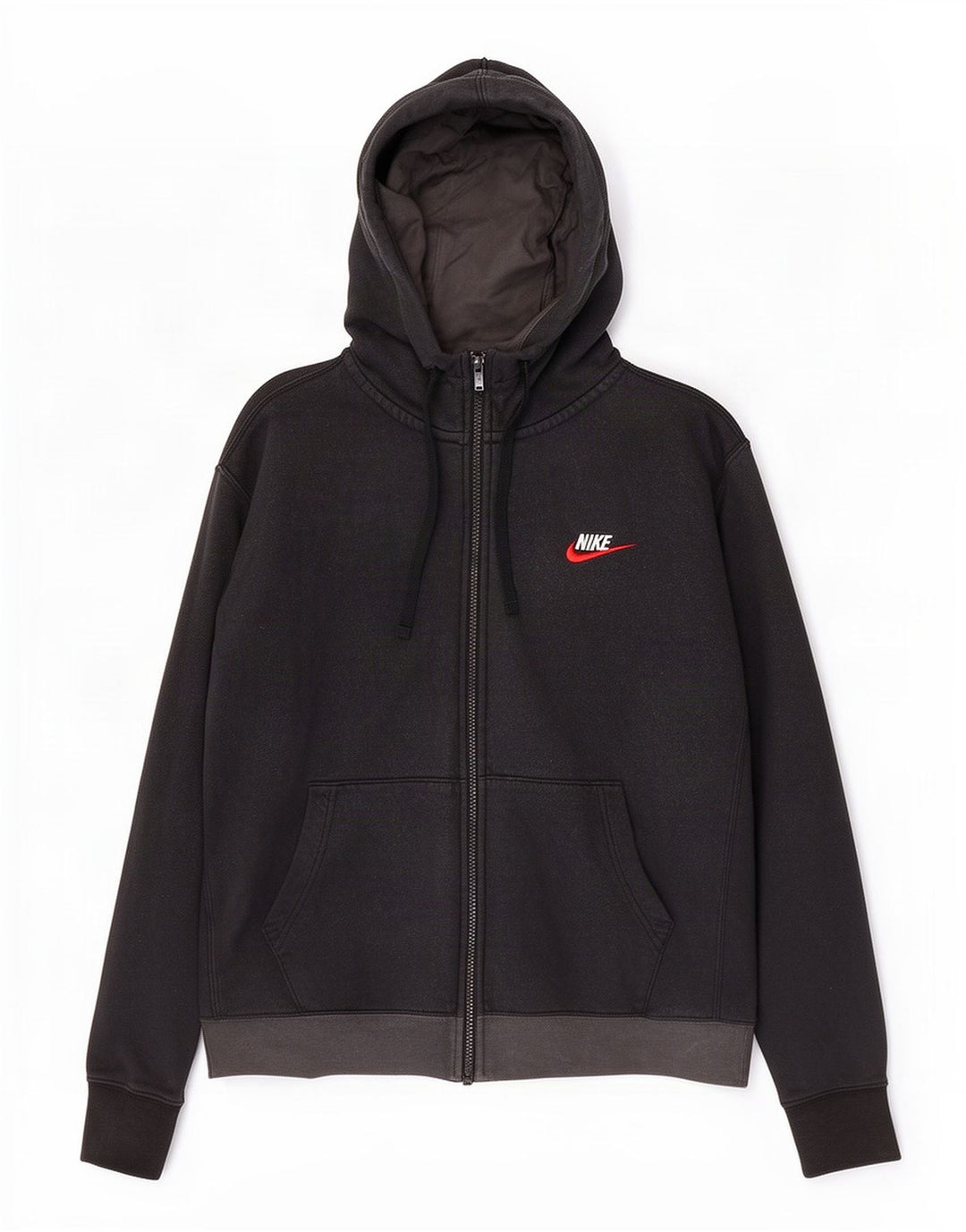 Pulover Nike pentru bărbați, cu fermoar, bumbac color bloc negru mediu