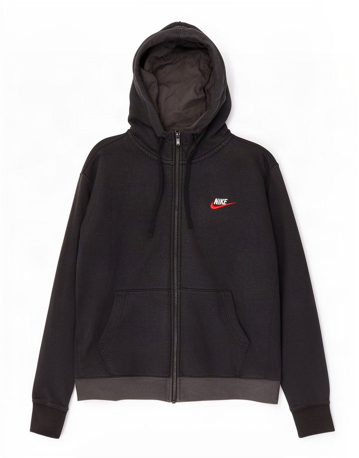 Pulover Nike pentru bărbați, cu fermoar, bumbac color bloc negru mediu
