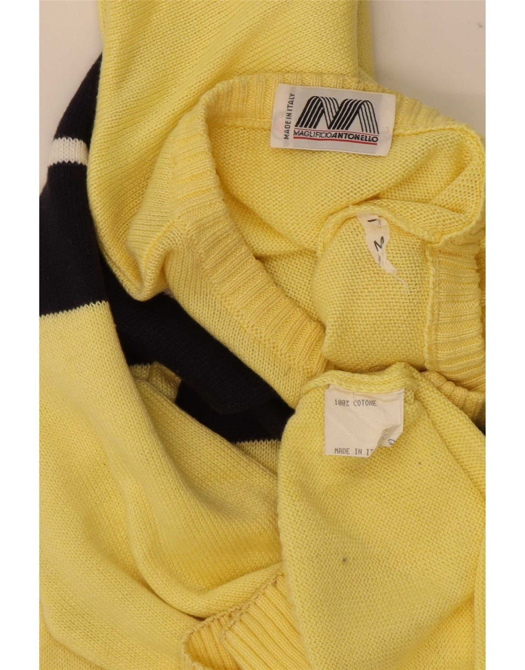 Pulover Vintage pentru bărbați, cu gât, cu nasturi, din bumbac color-block galben mediu