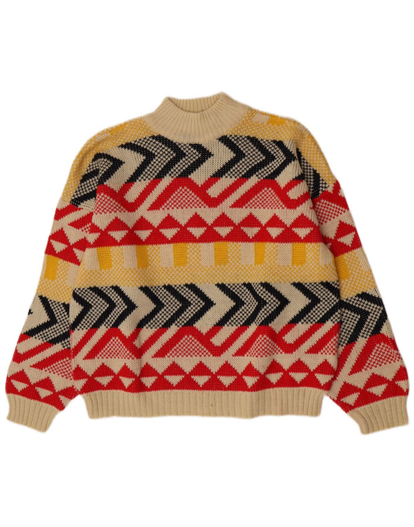 Pulover vintage cu gât țestoasă pentru femei UK 16 mare, multicolor