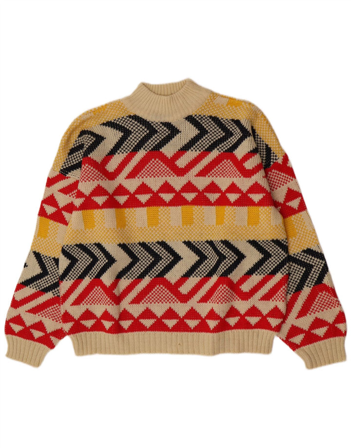Pulover vintage cu gât țestoasă pentru femei UK 16 mare, multicolor
