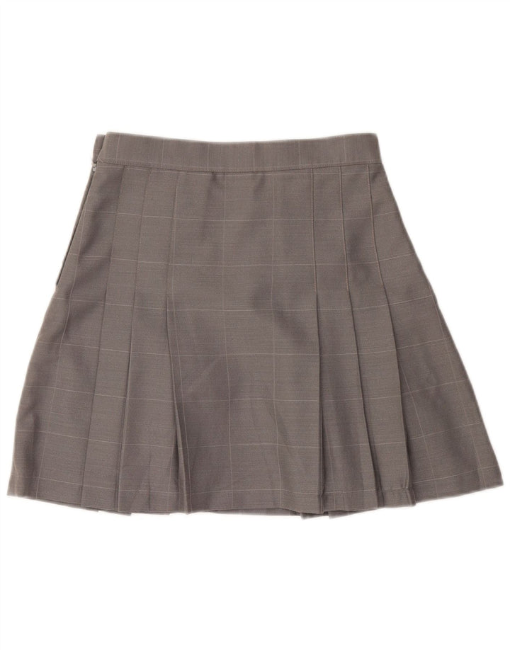 Fusta mini plisată vintage pentru femei IT 42 Medium W28 Lână cu carouri gri