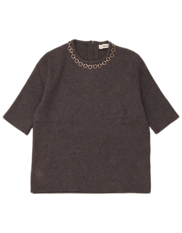 Bluză Crop Top Femei Zara UK 10 Small Gri Viscose