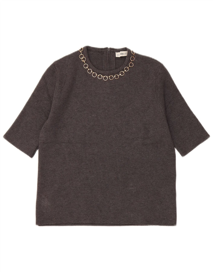 Bluză Crop Top Femei Zara UK 10 Small Gri Viscose