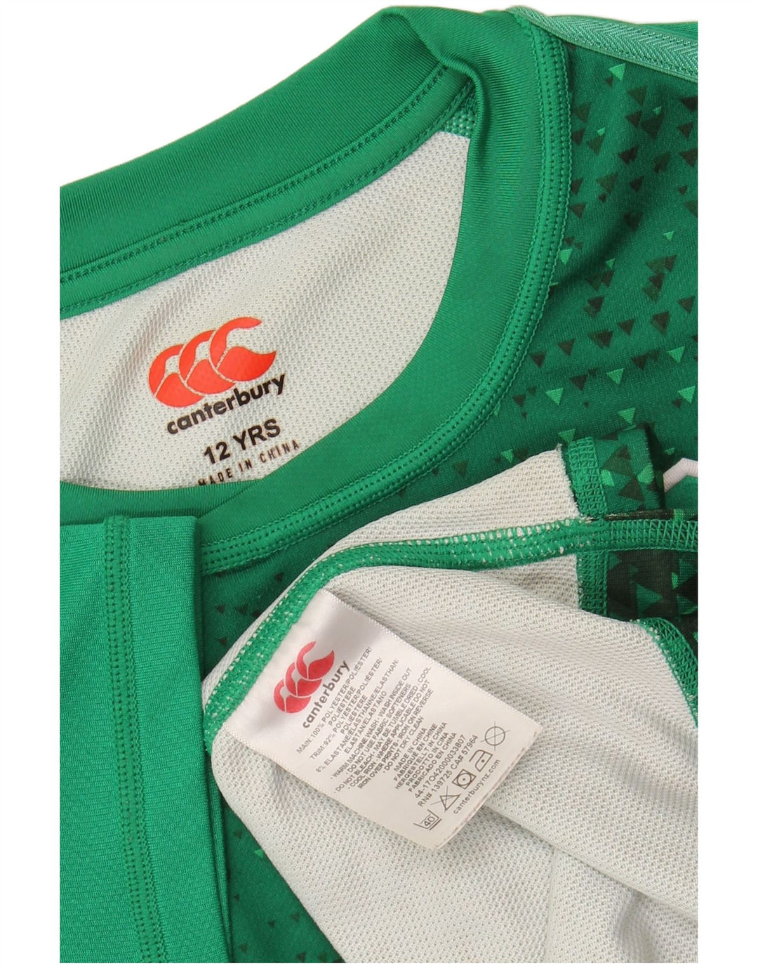 CANTERBURY Băieți IRFU Tricou Grafic Top 11-12 Ani Verde Geometric