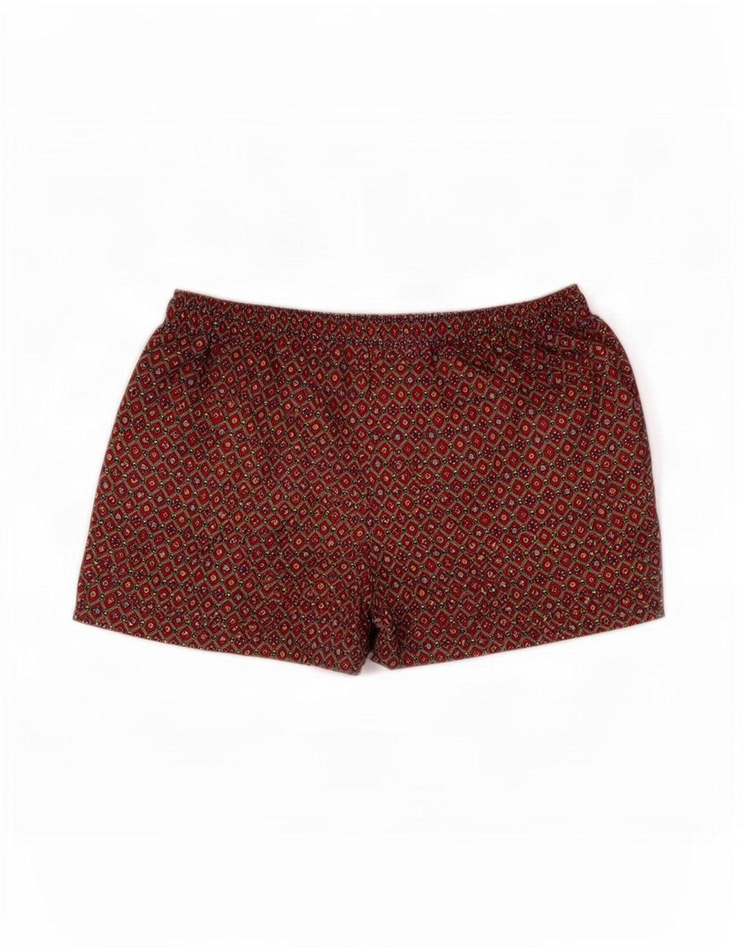 Pantaloni scurți de înot vintage pentru bărbați, poliester geometric maro mediu
