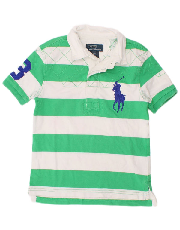 Tricou Polo Ralph Lauren pentru băieți, cu grafică de rugby, 3-4 ani, bumbac cu dungi verzi