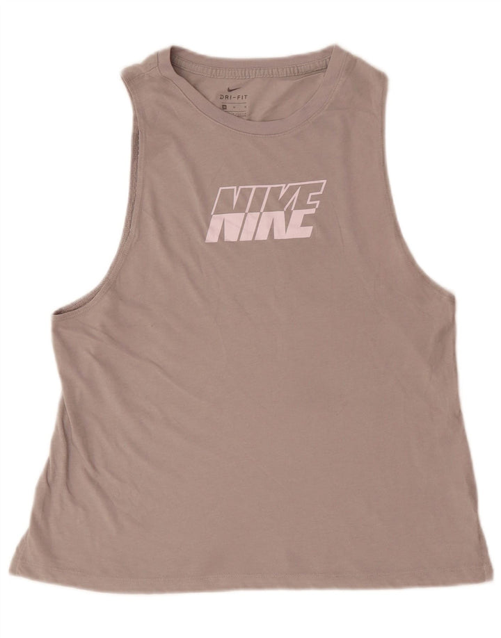Top cu vestă grafică NIKE Dri Fit pentru femei UK 14, bumbac gri mediu