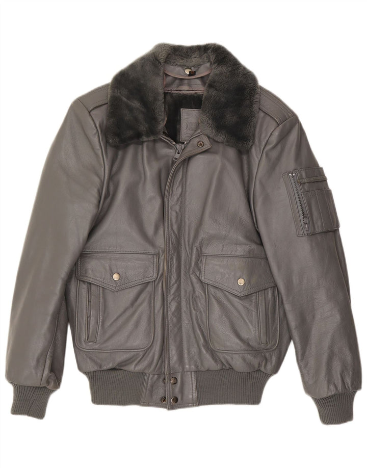 Jachetă din piele vintage pentru bărbați EU 52 XL din piele gri