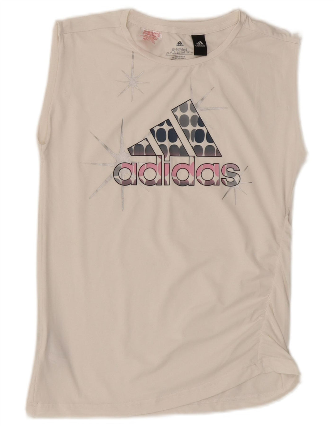 Vesta grafică pentru fete Adidas 13-14 ani poliester alb