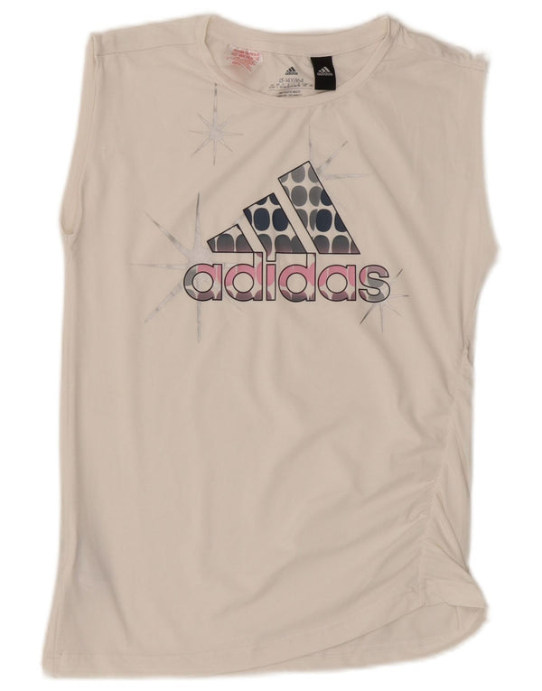 Vesta grafică pentru fete Adidas 13-14 ani poliester alb